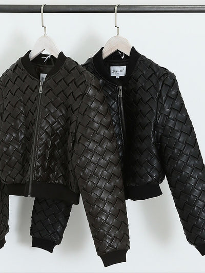Weave design bomber jacket