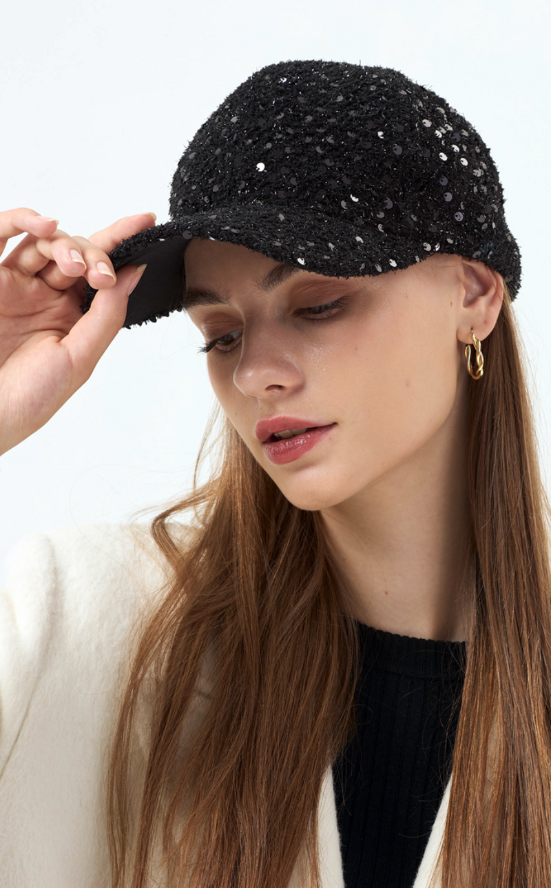 Tweed Sequin Cap