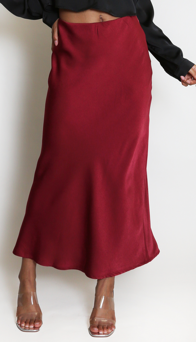 Satin midi skirt