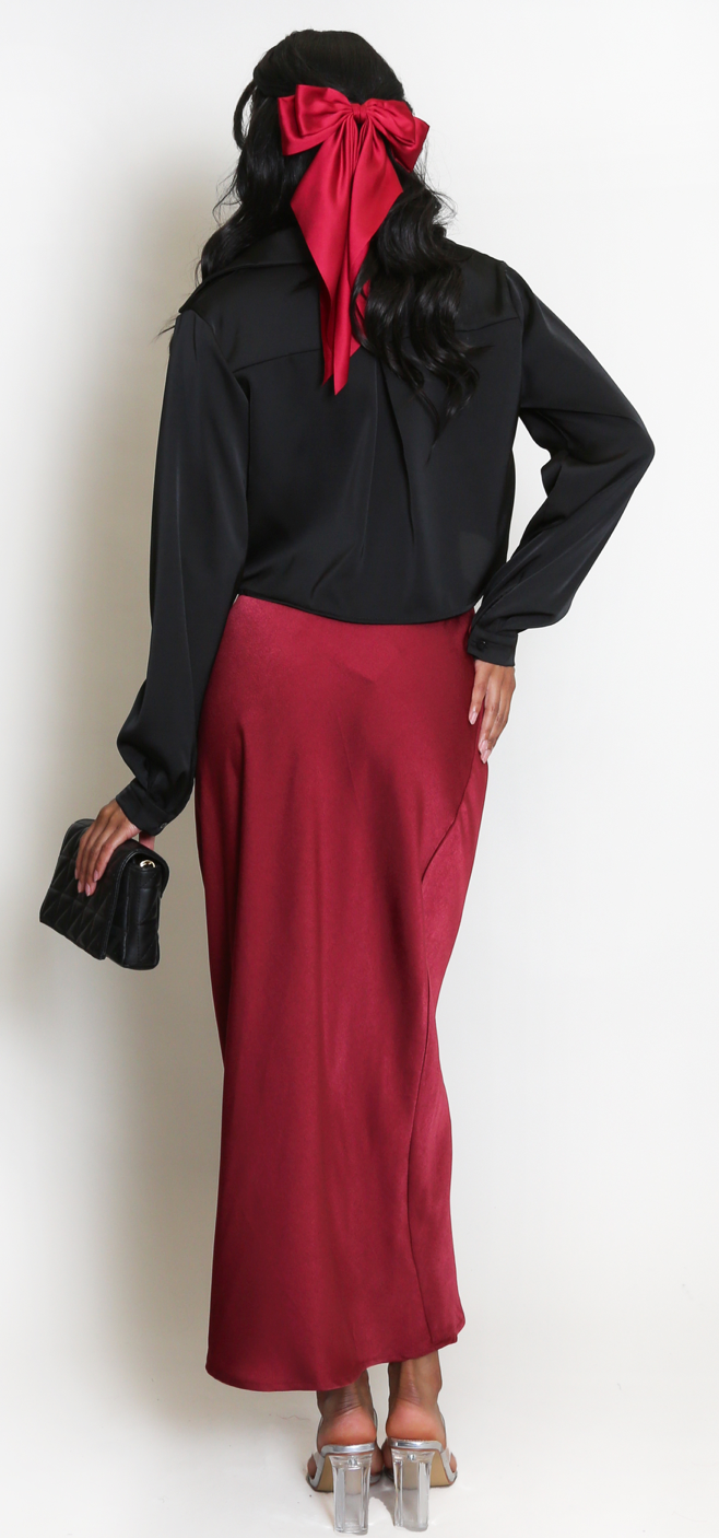 Satin midi skirt