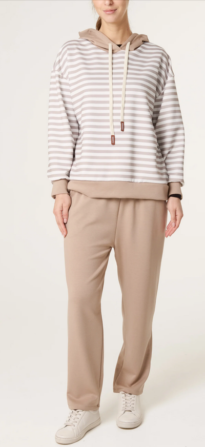 Striped Hooded Tracksuit in soft touch fabric
