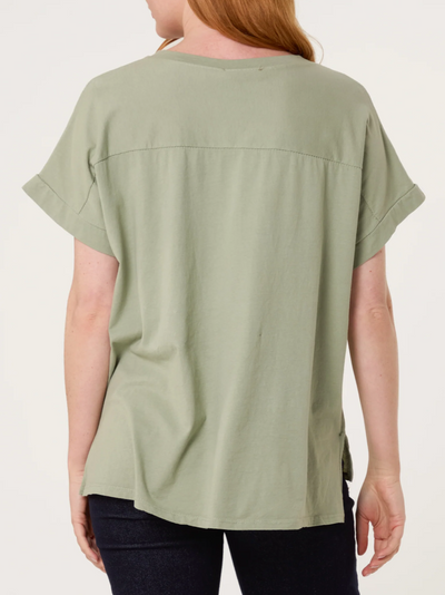 Contrast Edge Asymmetrical T-shirt