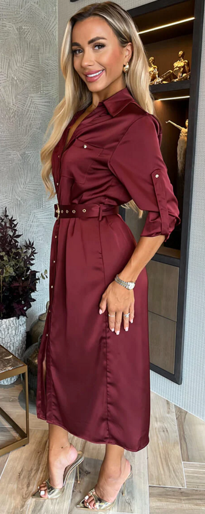 Satin Shirt Dress