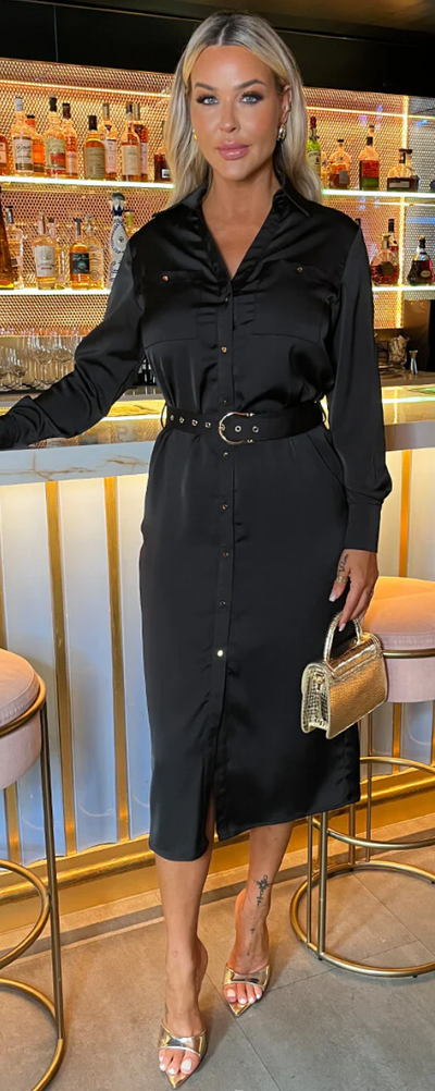 Satin Shirt Dress