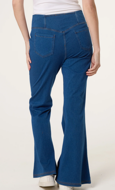 Flared Crossover Waistband Jeans