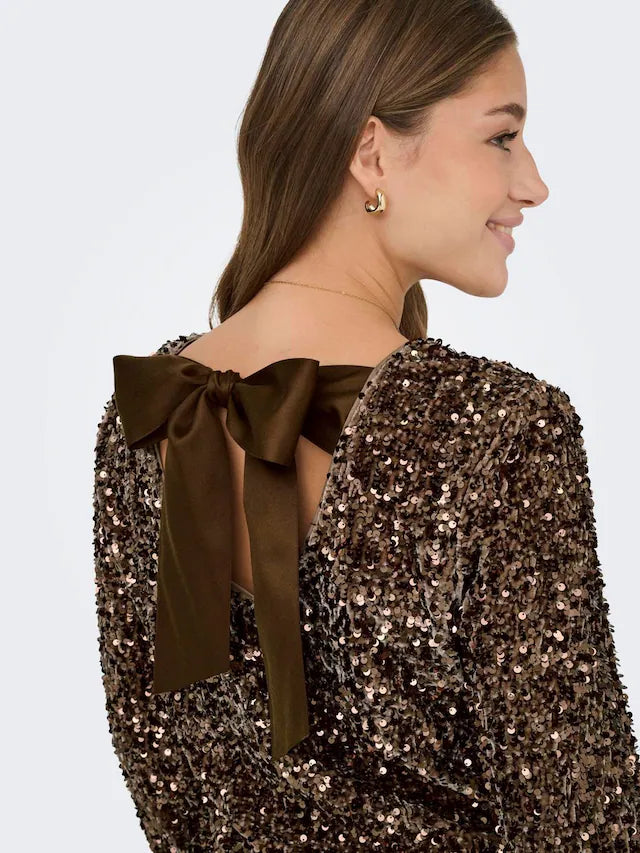 Sequin bow tie top