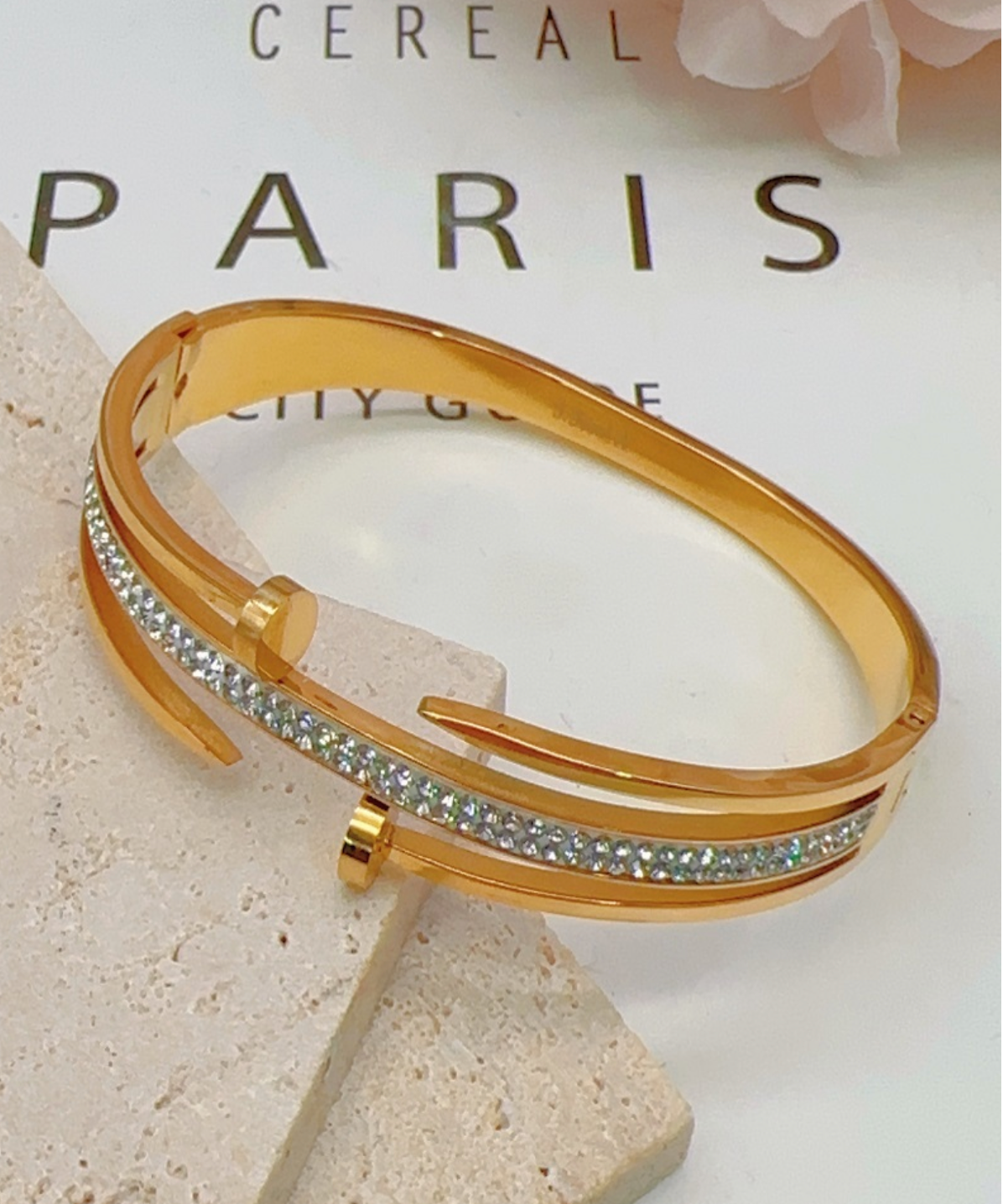 Double Nail Diamante Bangle