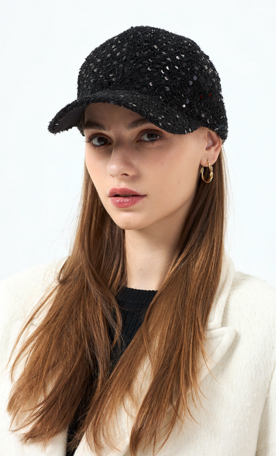 Tweed Sequin Cap