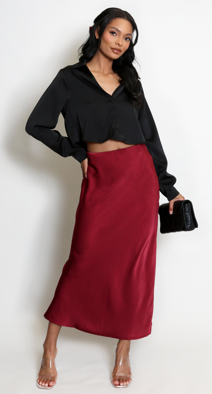 Satin Midi Skirt