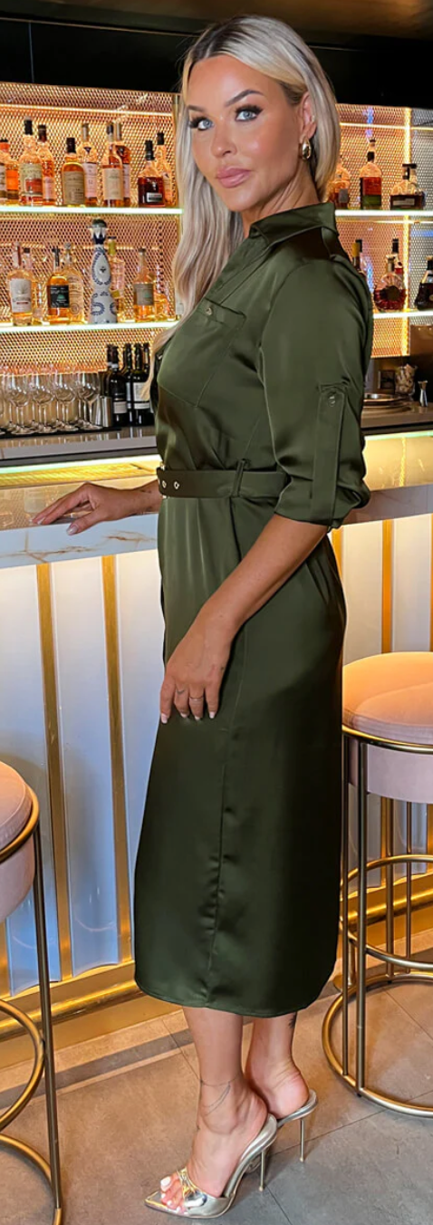 Satin Shirt Dress