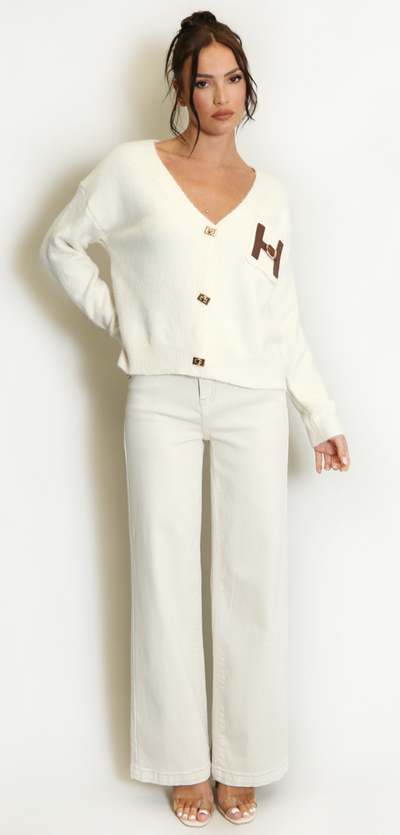 Wool blend Cardigan with H Motif