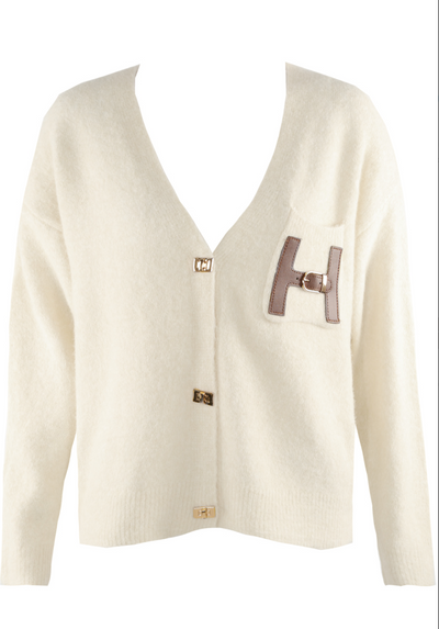 Wool blend Cardigan with H Motif