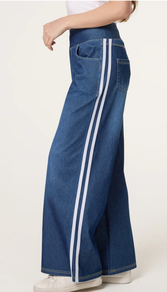 Side Stripe Deep Waistband denim jeans