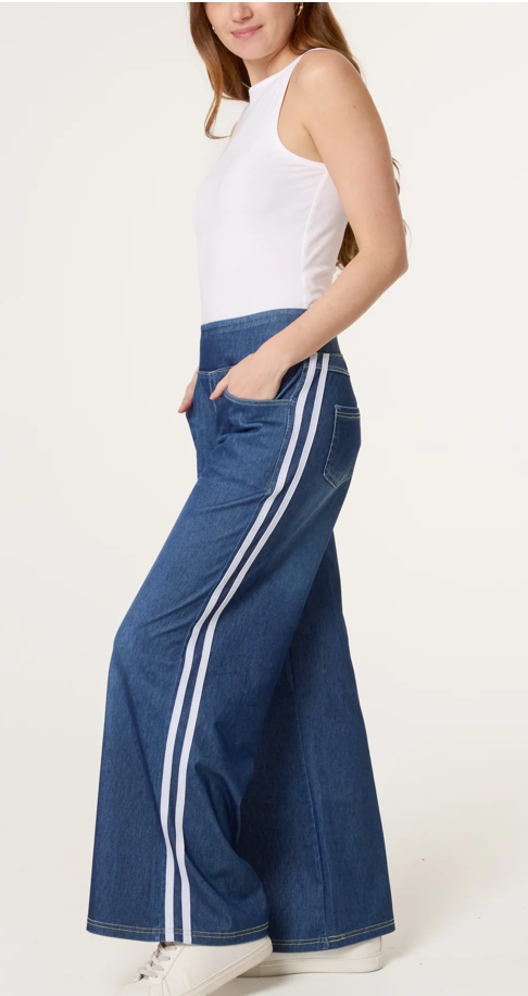 Side Stripe Deep Waistband denim jeans