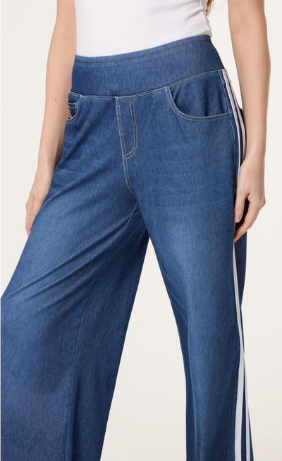Side Stripe Deep Waistband denim jeans