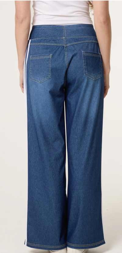 Side Stripe Deep Waistband denim jeans