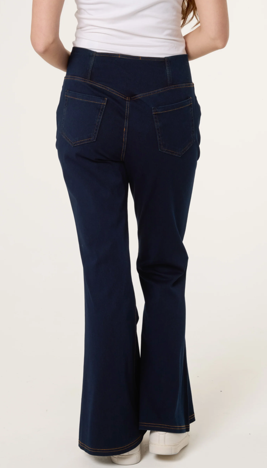Flared Crossover Waistband Jeans