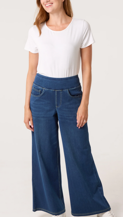 Wide waistband & wide leg Jeans