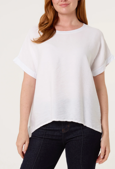Contrast Edge Asymmetrical T-shirt