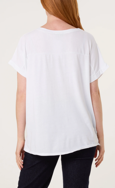 Contrast Edge Asymmetrical T-shirt