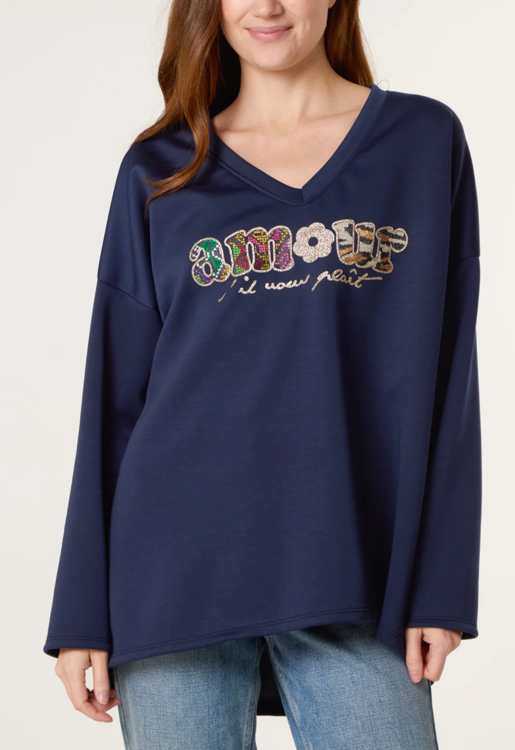 V-Neck “Amour” soft touch Sweatshirt