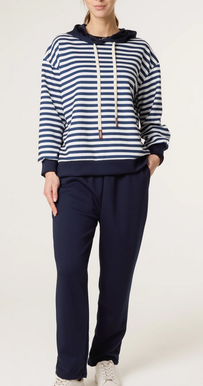 Striped Hooded Tracksuit in soft touch fabric
