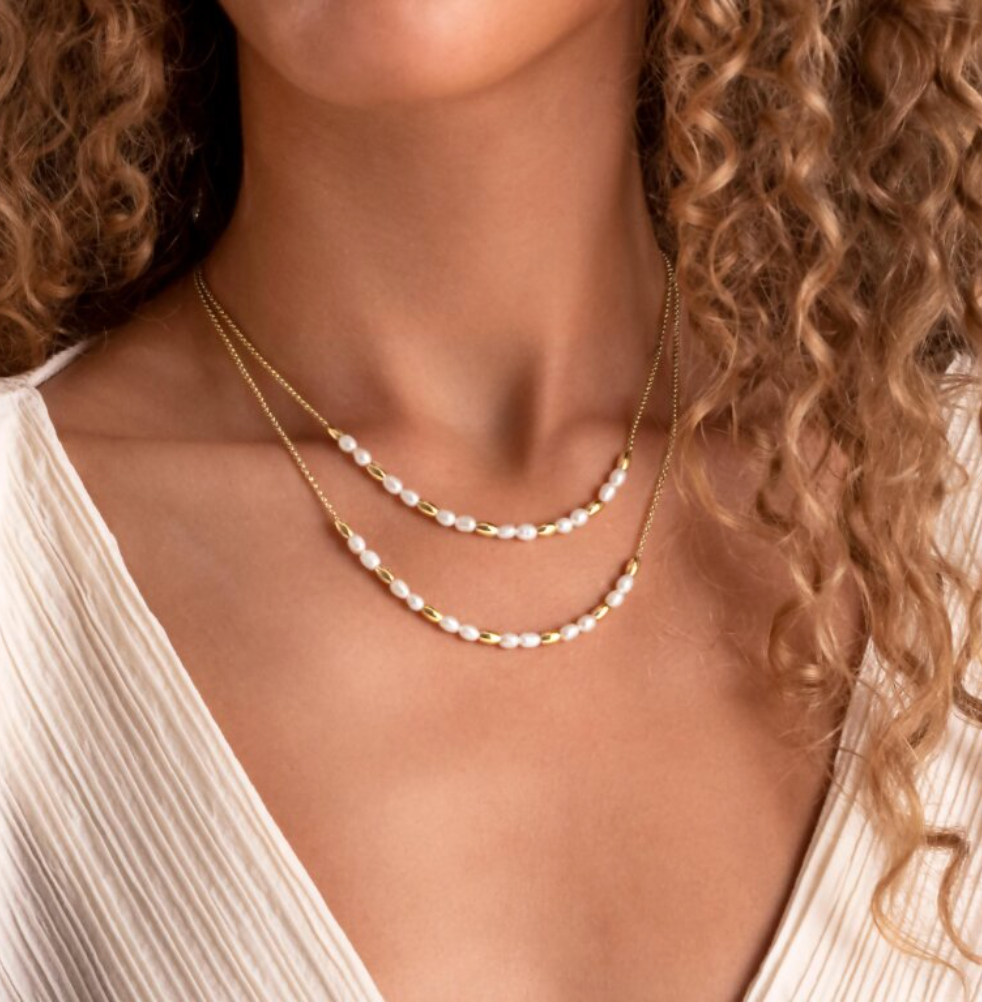 Riviera rice pearl necklace