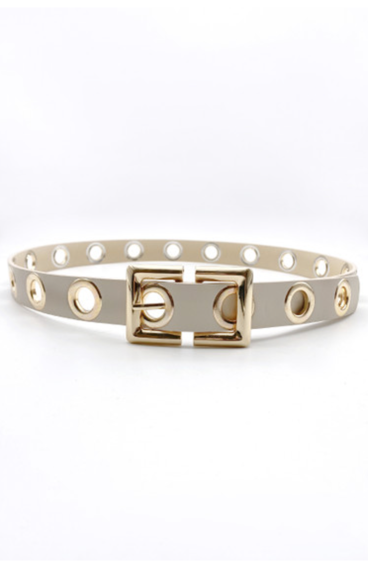 Eyelet skinny belt